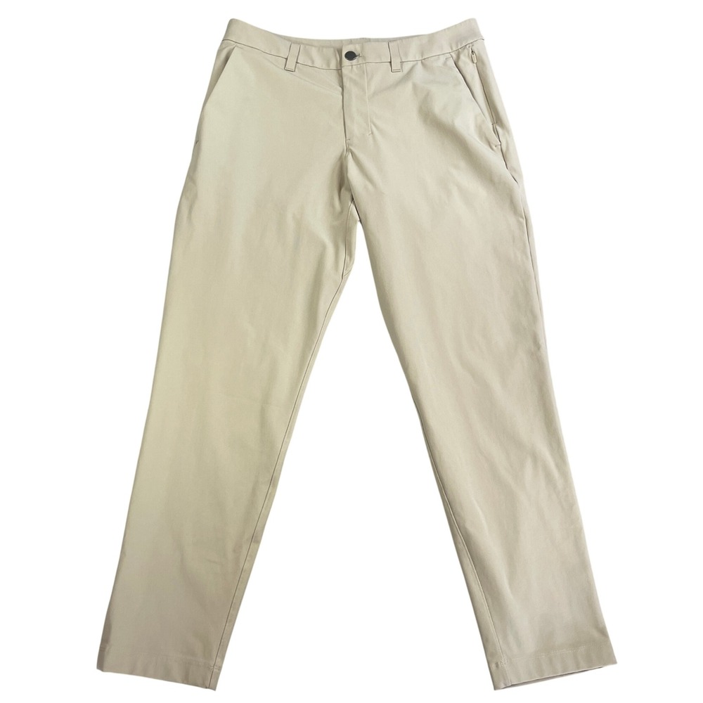 Lululemon ABC Slim Fit Trouser Warpstreme Pants Mens 32 Trench Tan Golf $128
